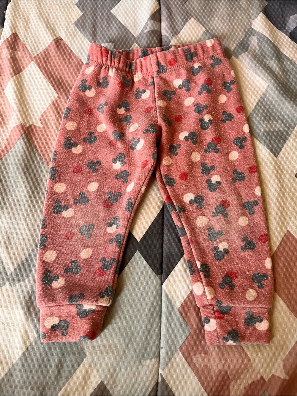 Disney Pink Fleece Joggers with Polka Dot & Character Silhouettes